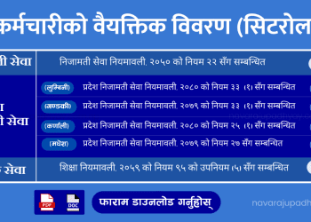 सिटरोल फाराम (Sheetroll Form) : निजामती, सात वटै प्रदेश निजामती र शिक्षकको छुट्टाछुट्टै (कर्मचारीको वैयक्तिक विवरण फाराम)